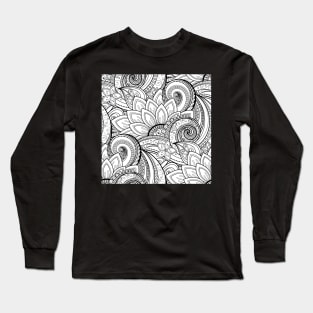 Non Colored Pattern with Vintage Floral Motifs Long Sleeve T-Shirt